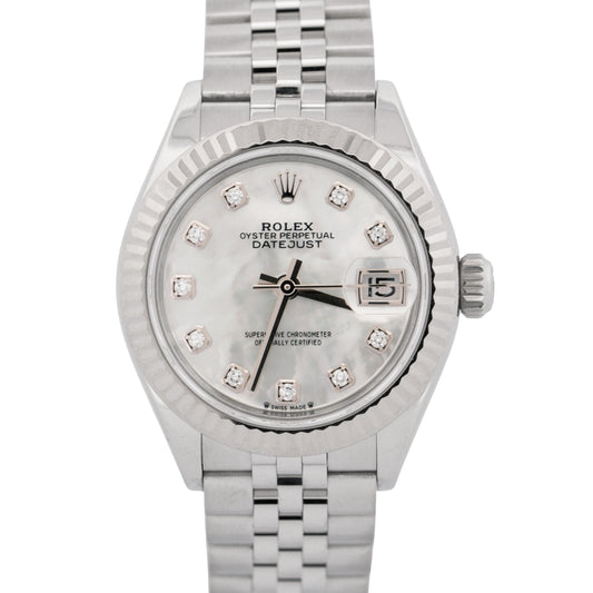 2023 PAPERS Rolex DateJust MOP DIAMOND 28mm Steel 18K Gold JUBILEE 279174 BOX