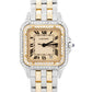 Cartier Panthere TWO ROW 18K Gold Steel DIAMOND 27mm IVORY W25028B6 187949 Watch