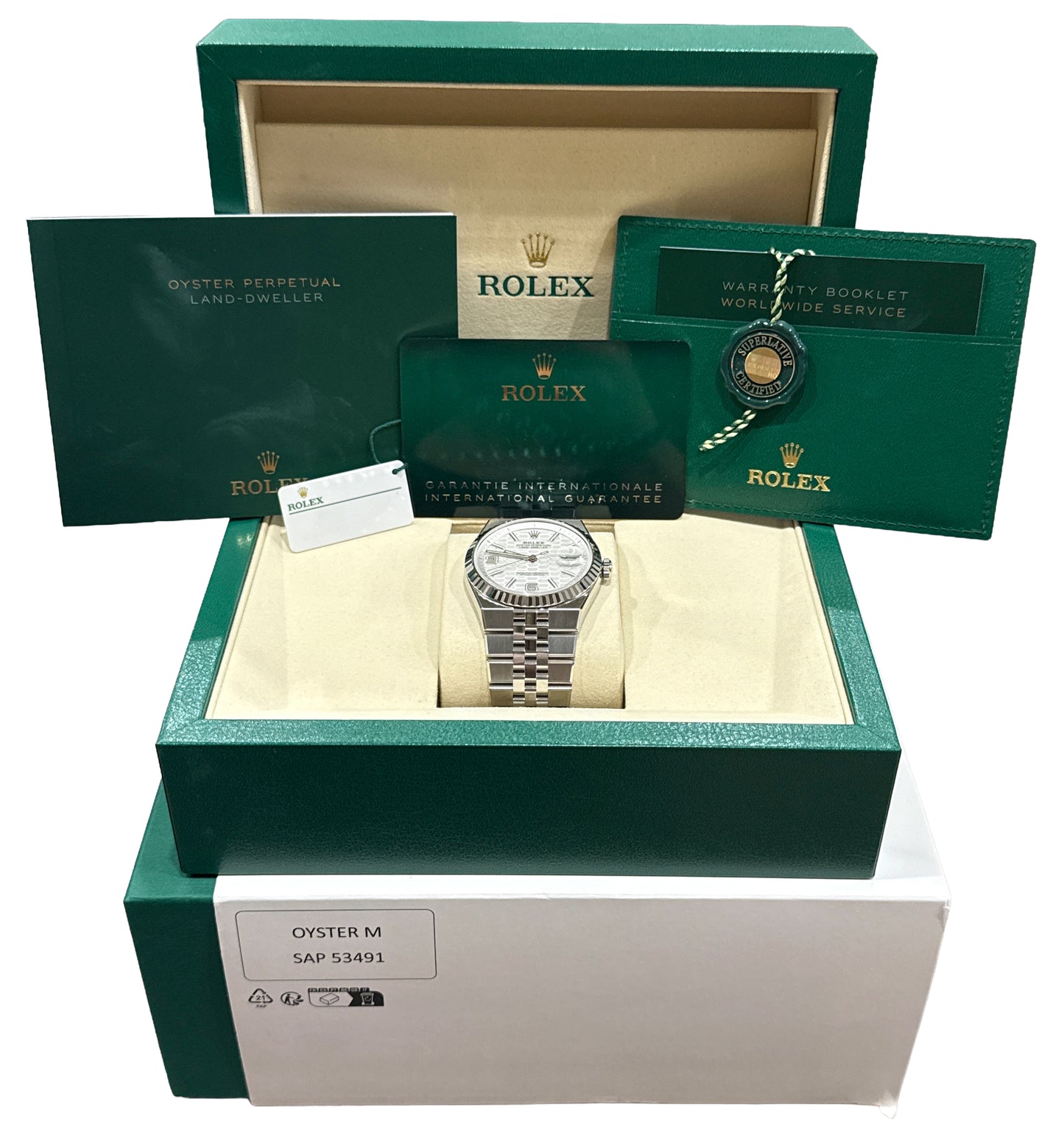 NEW MAY 2026 PAPERS Rolex Land-Dweller 40mm WHITE Stainless Steel 127334 BOX