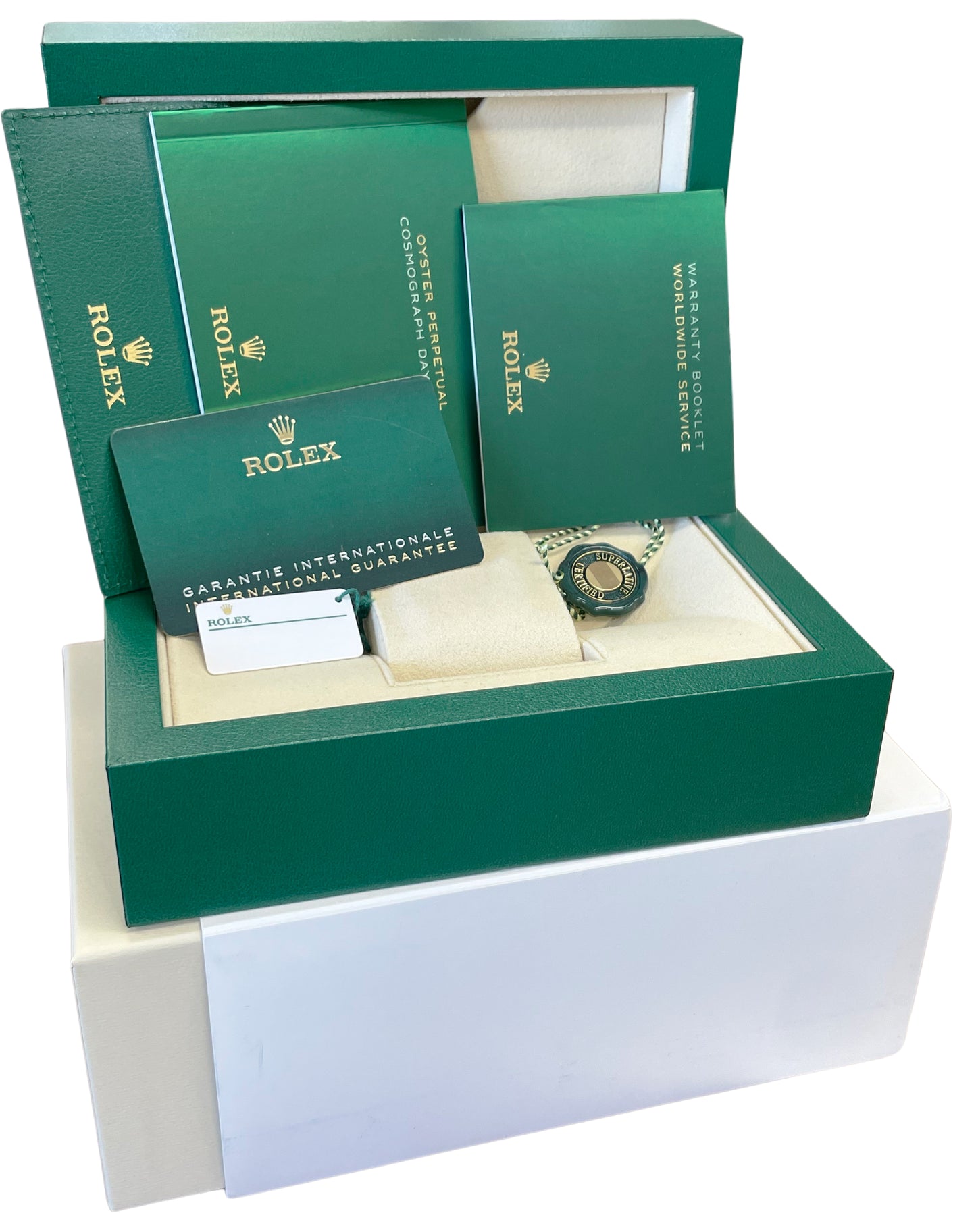 New Old Stock Rolex Daytona 126500 Cosmograph White Panda Steel Watch Box Papers
