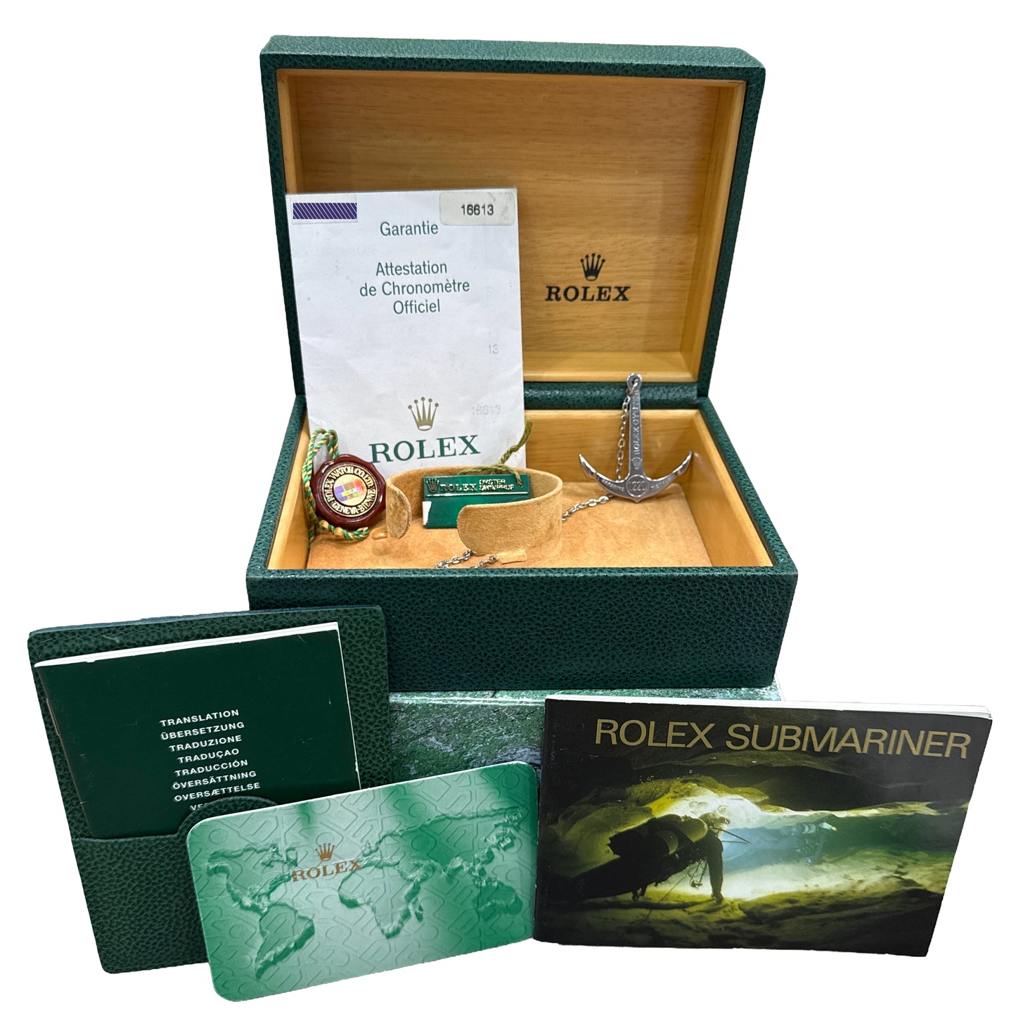2006 PAPERS Rolex Submariner 40mm Black NO-HOLES 18K Steel Gold Watch 16613 BOX