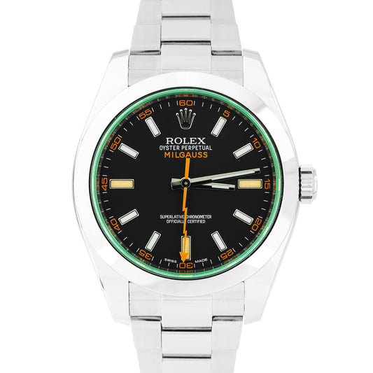 MINT 2020 PAPERS Rolex Milgauss Green BLACK Oyster Stainless 40mm 116400 GV B+P