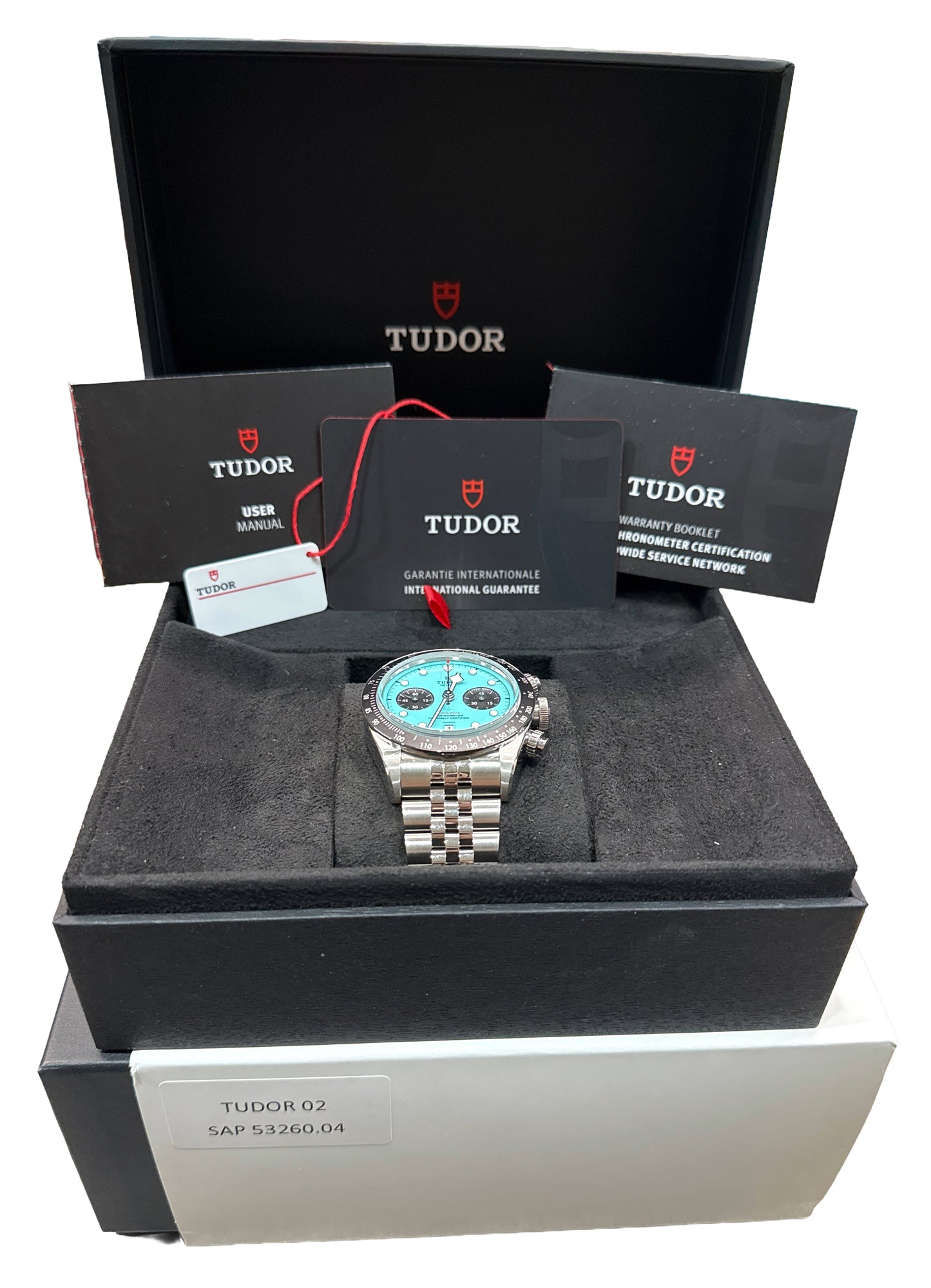 NEW APRIL 2026 PAPERS Tudor Black Bay Chrono 41mm FLAMINGO BLUE JUBILEE 79360 N