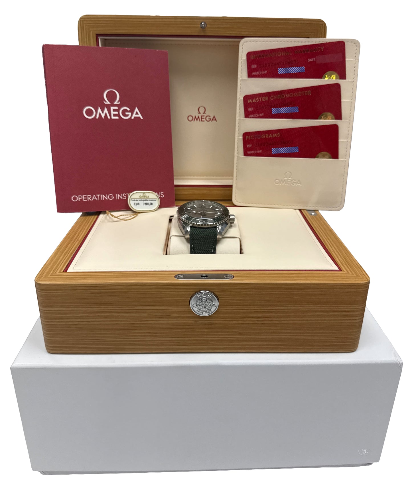 NEW PAPERS Omega Seamaster Planet Ocean 600M Steel GREEN 215.32.44.21.06.001 BOX