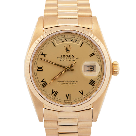 Rolex Day-Date President Champagne Roman 36mm 18K Yellow Gold Watch 18038