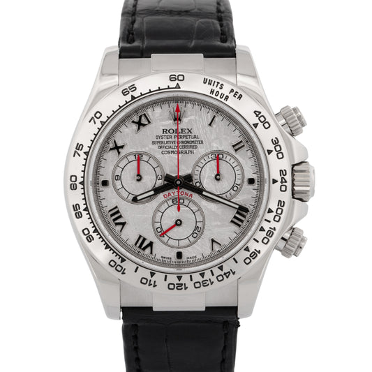 2014 PAPERS Rolex Daytona Cosmograph METEORITE 18K White Gold 40mm Watch 116519