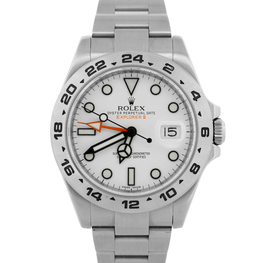 Rolex Explorer II 42mm 216570 POLAR WHITE Orange Stainless Steel GMT Watch BOX