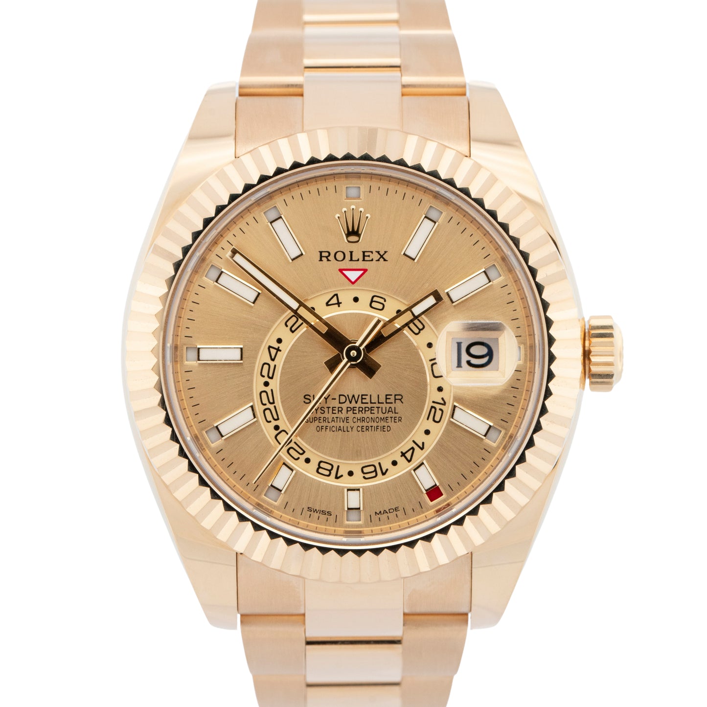 MINT PAPERS Rolex Sky-Dweller CHAMPAGNE 18K Yellow Gold 42mm 326938 Watch BOX