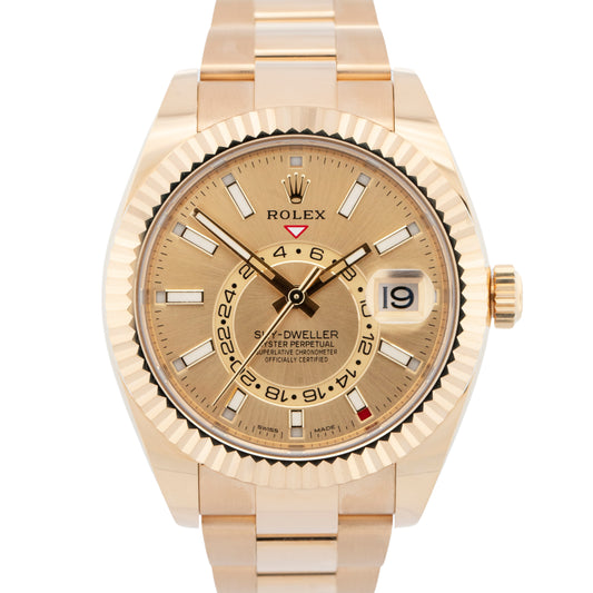 MINT PAPERS Rolex Sky-Dweller CHAMPAGNE 18K Yellow Gold 42mm 326938 Watch BOX