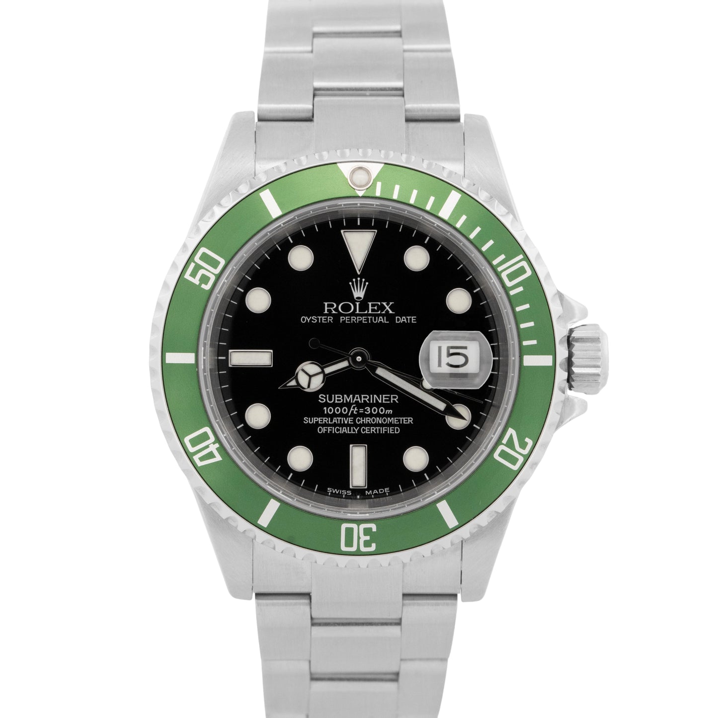 FLAT 4 PAPERS Rolex Submariner Date KERMIT Stainless Steel Watch 16610 LV BOX