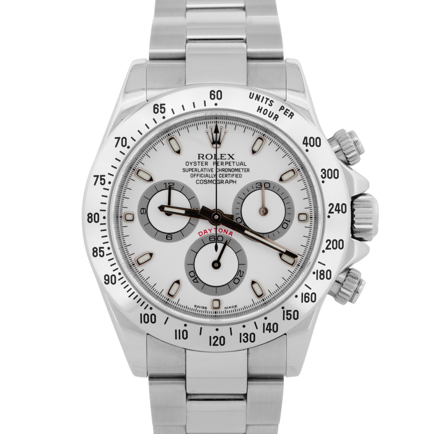 PAPERS Rolex Daytona Cosmograph White Stainless Steel 40mm Watch 116520 BOX