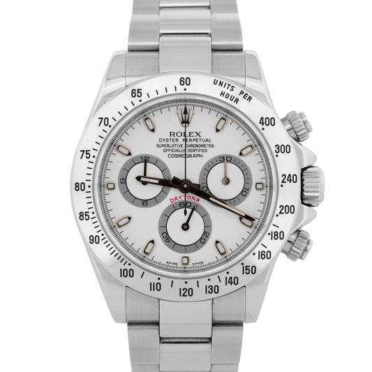 PAPERS Rolex Daytona Cosmograph White Stainless Steel 40mm Watch 116520 BOX