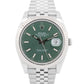 2023 PAPERS Rolex DateJust 41 MINT GREEN 18K Gold 41mm JUBILEE 126334 Watch BOX
