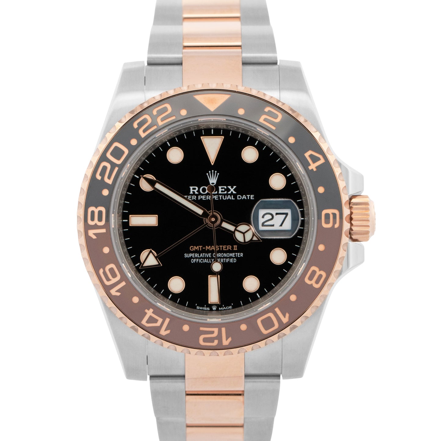 NOS PAPERS Rolex GMT-Master II Two-Tone ROOT-BEER 40mm Watch 126711 CHNR BOX