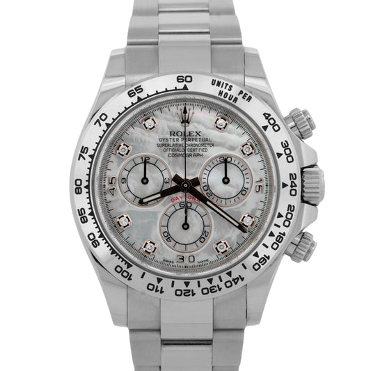 PAPERS Rolex Daytona Cosmograph FACTORY MOP 18K White Gold 40mm Watch 116509 BOX