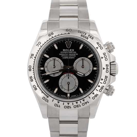 PAPERS Rolex Daytona Cosmograph Black 18K White Gold 40mm 126509 Watch BOX