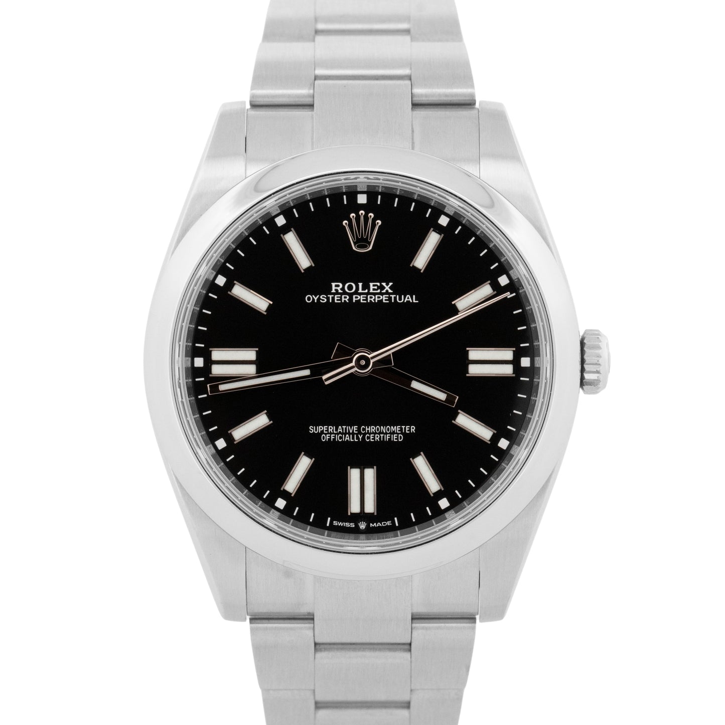 2024 PAPERS Rolex Oyster Perpetual 41mm BLACK Stainless Steel Watch 124300 BOX