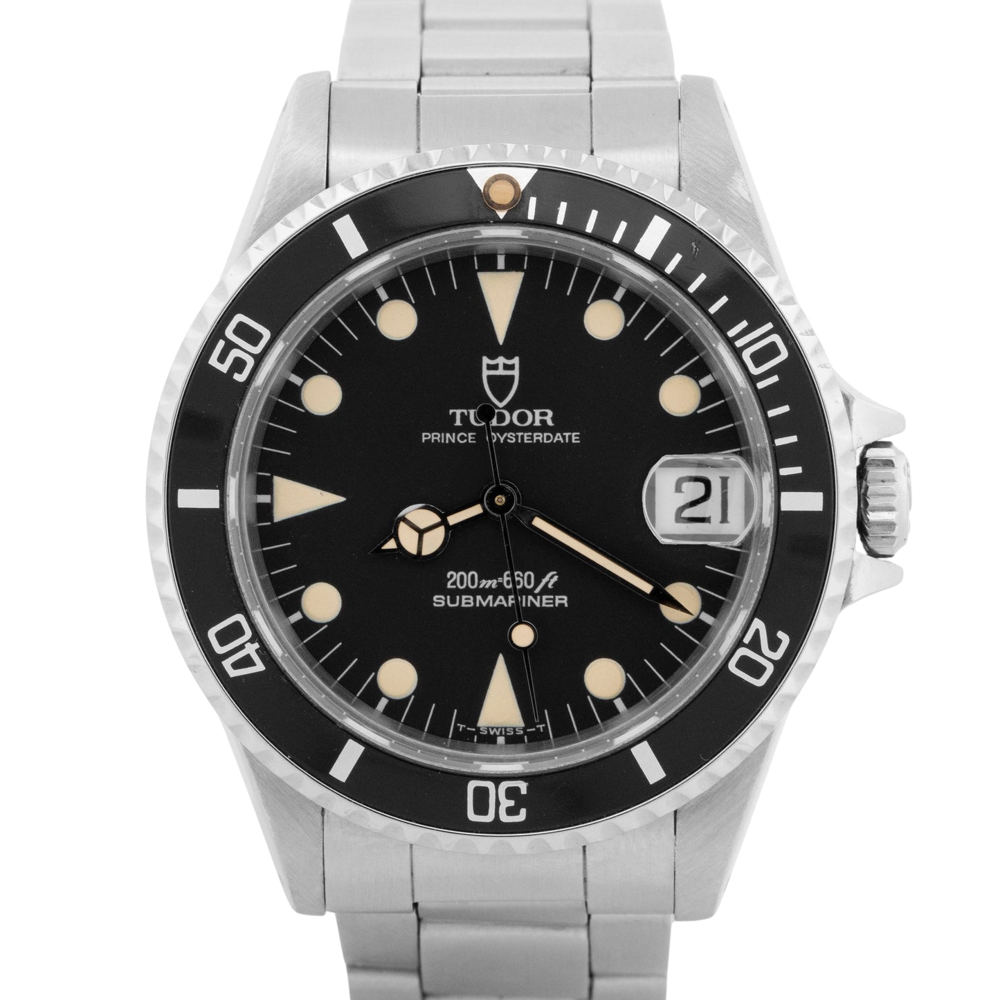 Tudor Prince Oysterdate Submariner BLACK Stainless Steel 36mm 75090 Watch