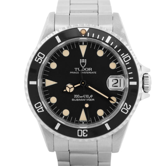 Tudor Prince Oysterdate Submariner BLACK Stainless Steel 36mm 75090 Watch