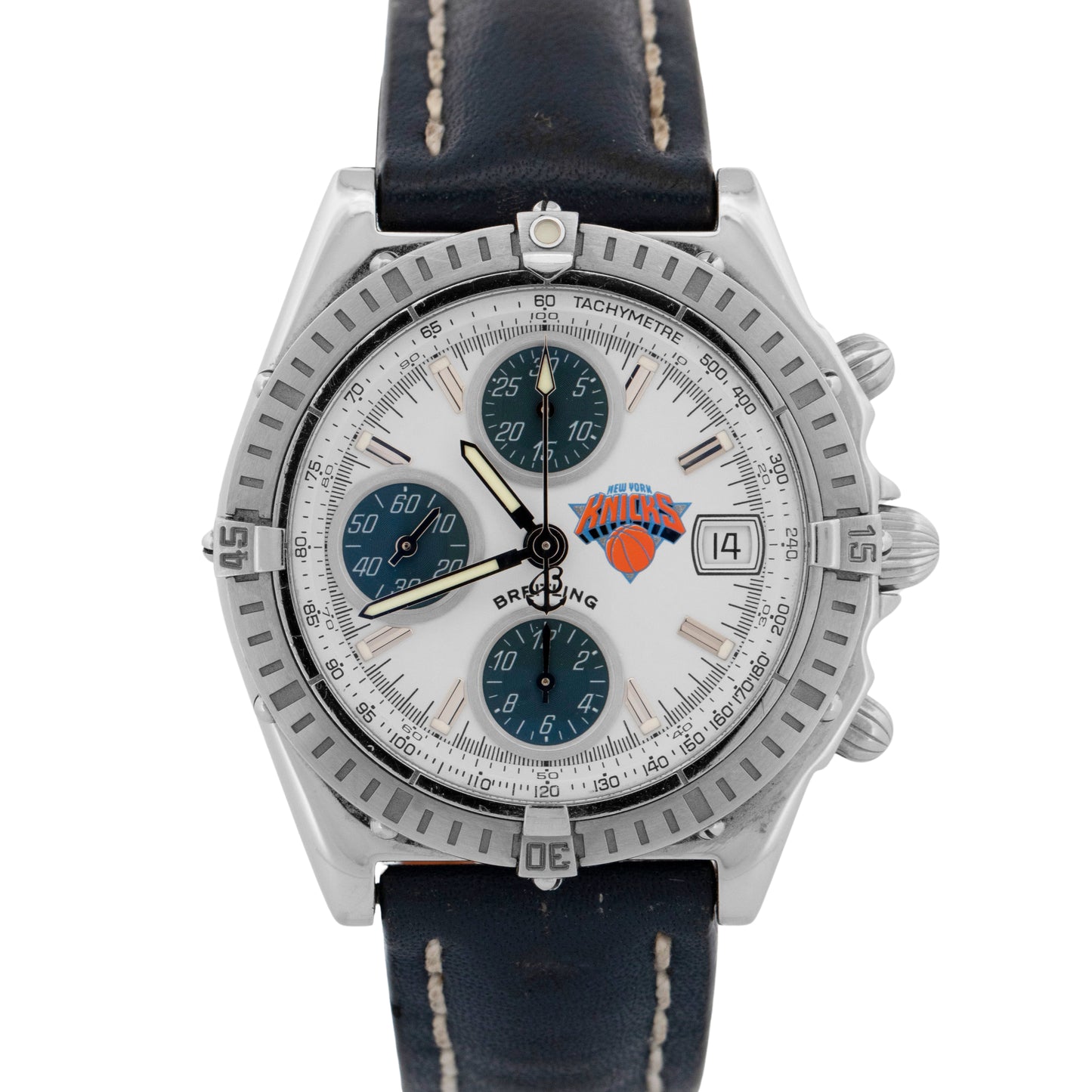 Breitling Chronomat NEW YORK KNICKS Blue Stainless Steel 39mm B13352 Watch BOX