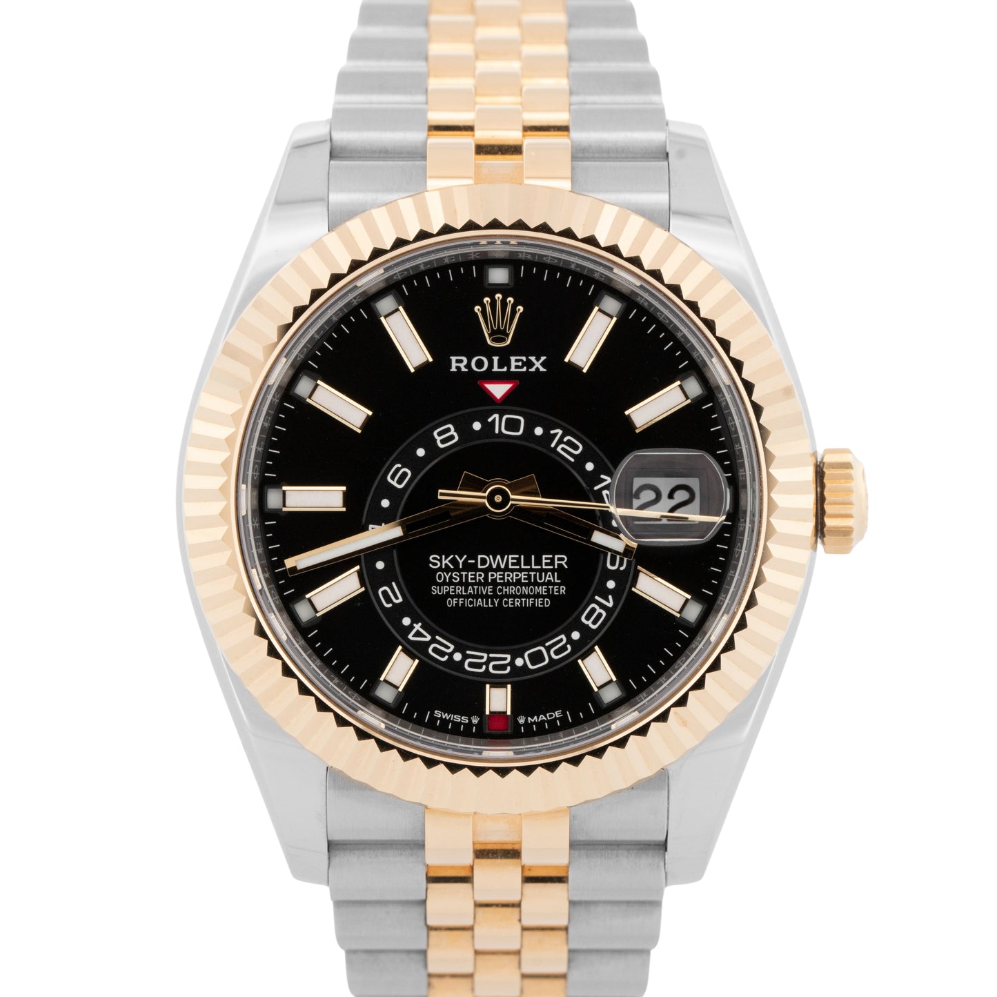 2024 PAPERS Rolex Sky-Dweller BLACK Two-Tone Gold Steel 42mm 336933 Watch BOX