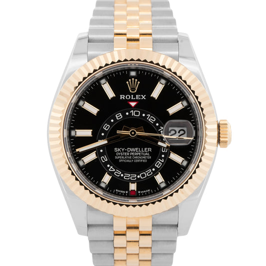 2024 PAPERS Rolex Sky-Dweller BLACK Two-Tone Gold Steel 42mm 336933 Watch BOX