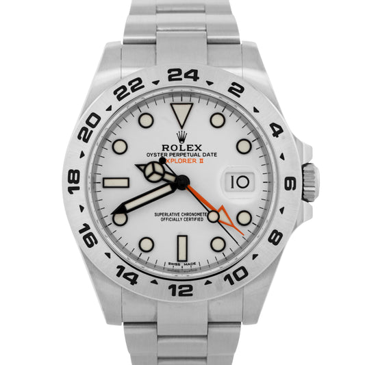 UNPOLISHED 2018 PAPERS Rolex Explorer II WHITE Steel 42mm 216570 Watch BOX