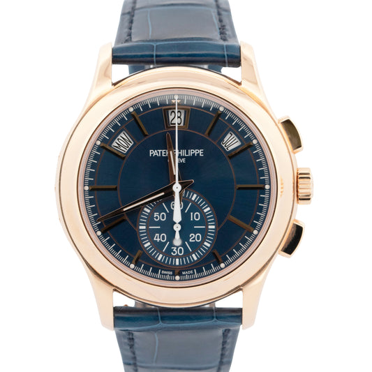 NEW PAPERS Patek Philippe Complications Blue Annual Calendar Gold 5905R-010 BOX
