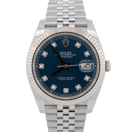 2026 Rolex DateJust 41 126334 Blue Diamond Steel Jubilee 41mm Watch Box Papers