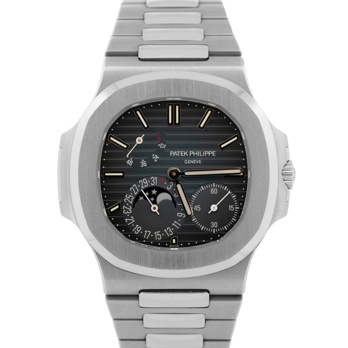 2018 Patek Philippe Nautilus Moonphase 5712/1A-001 Black Steel 40.5mm Box Papers