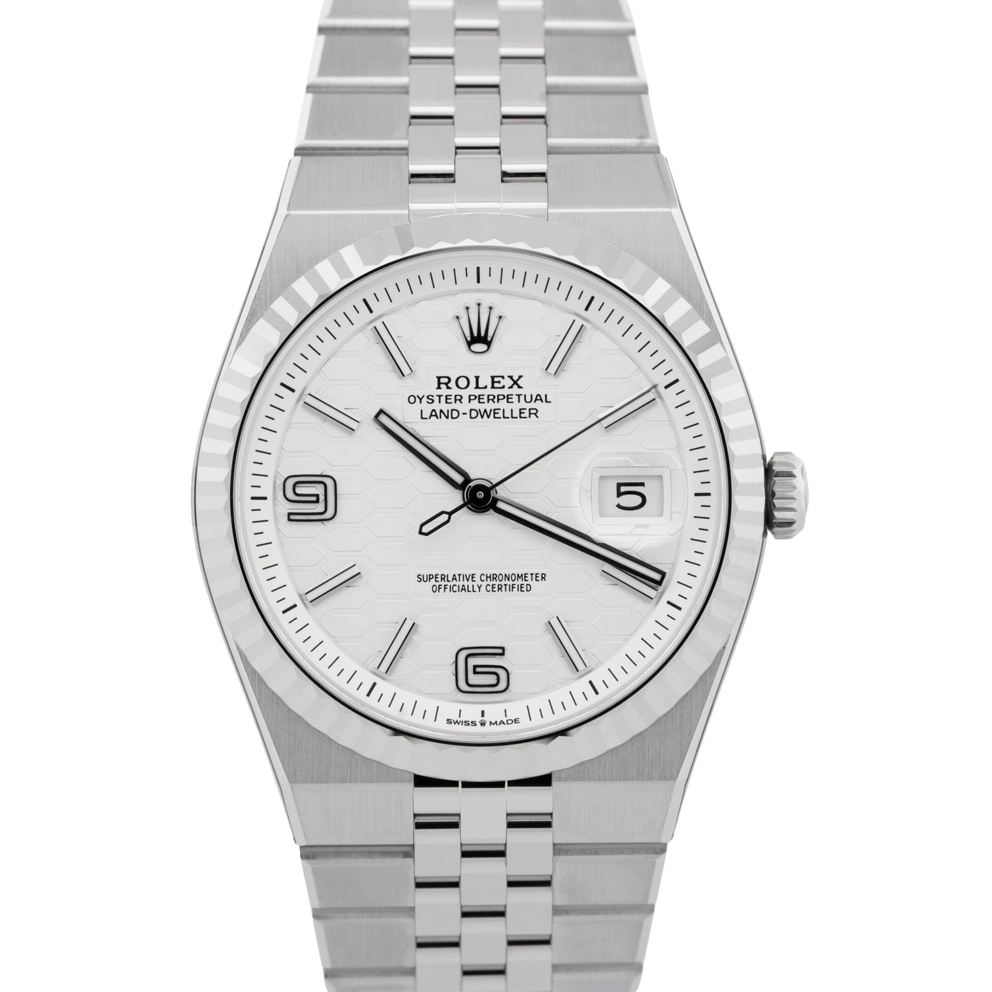 NEW SEPT 2025 PAPERS Rolex Land-Dweller 40mm White Stainless Watch 127334 BOX