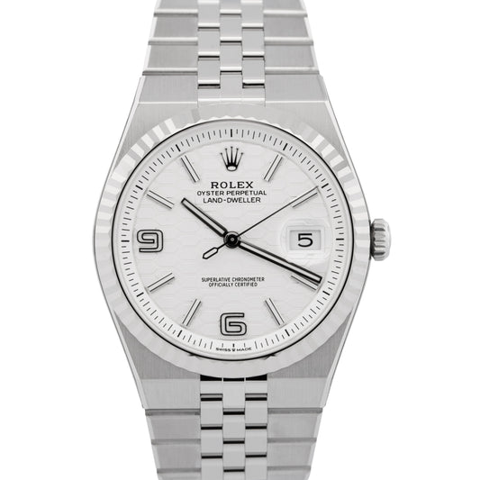 NEW SEPT 2025 PAPERS Rolex Land-Dweller 40mm White Stainless Watch 127334 BOX