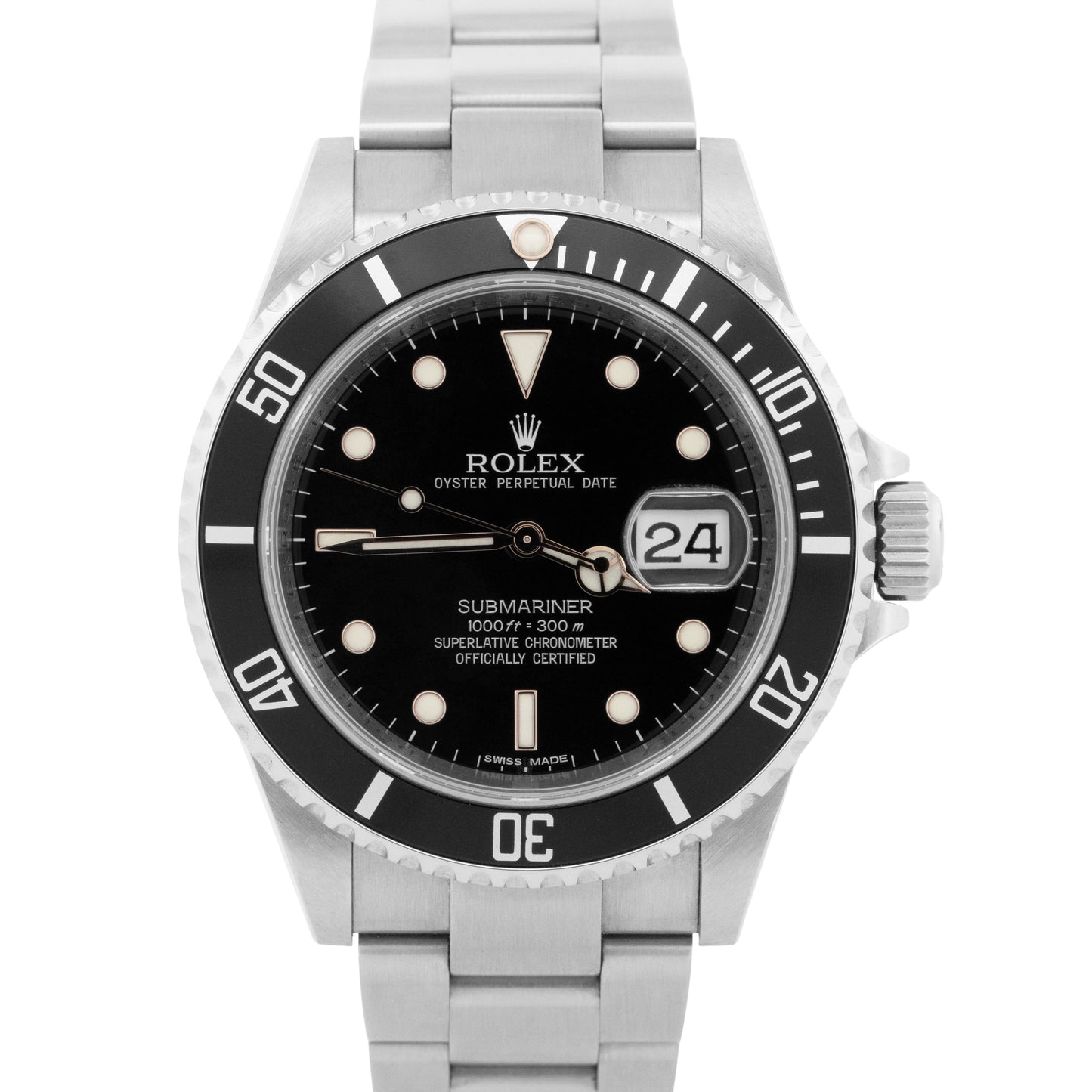 Rolex Submariner Date Black RANDOM SERIAL REHAUT Steel 40mm Oyster Watch 16610