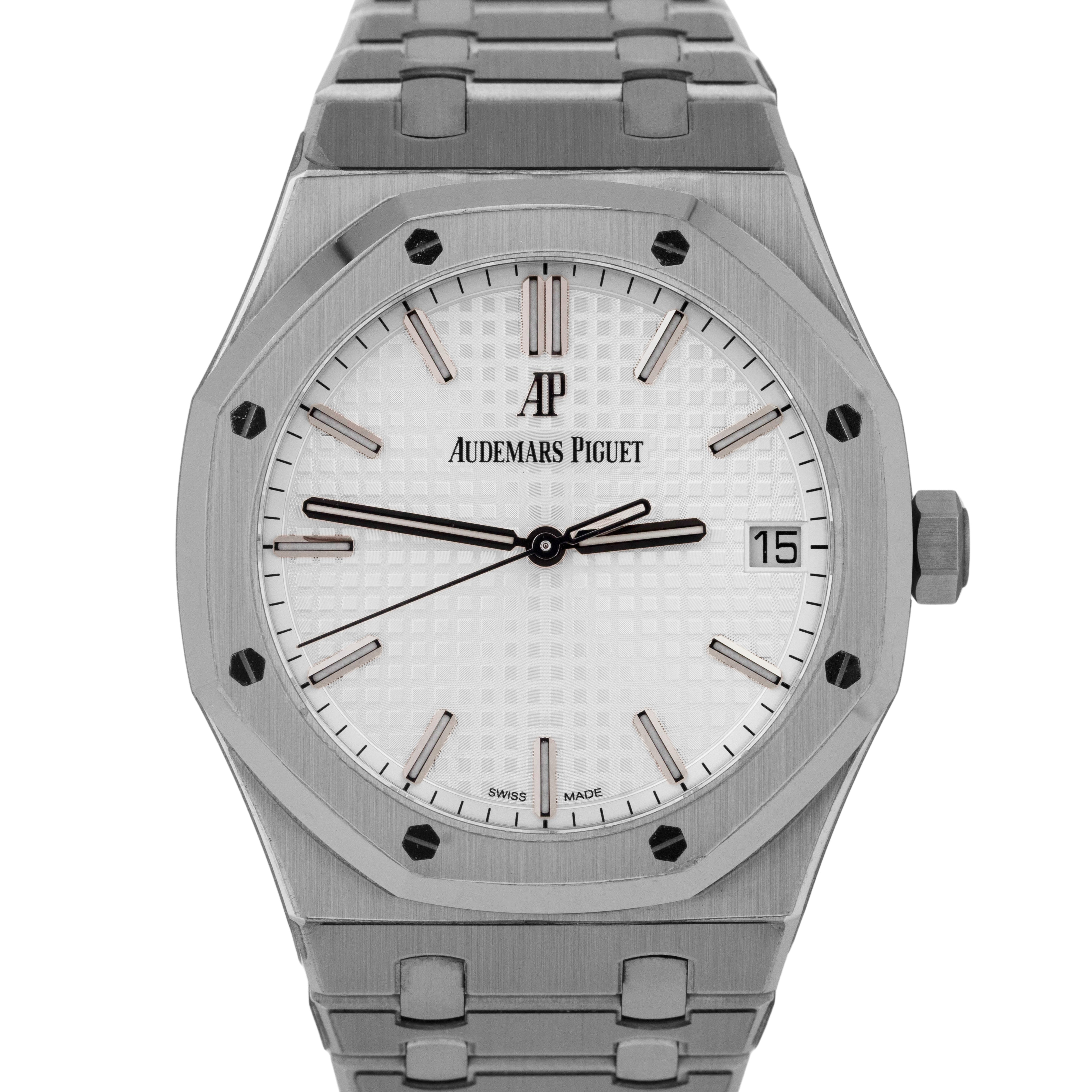 MINT PAPERS Audemars Piguet Royal Oak Gray White 41mm 15500ST Stainles CollectorsWatches