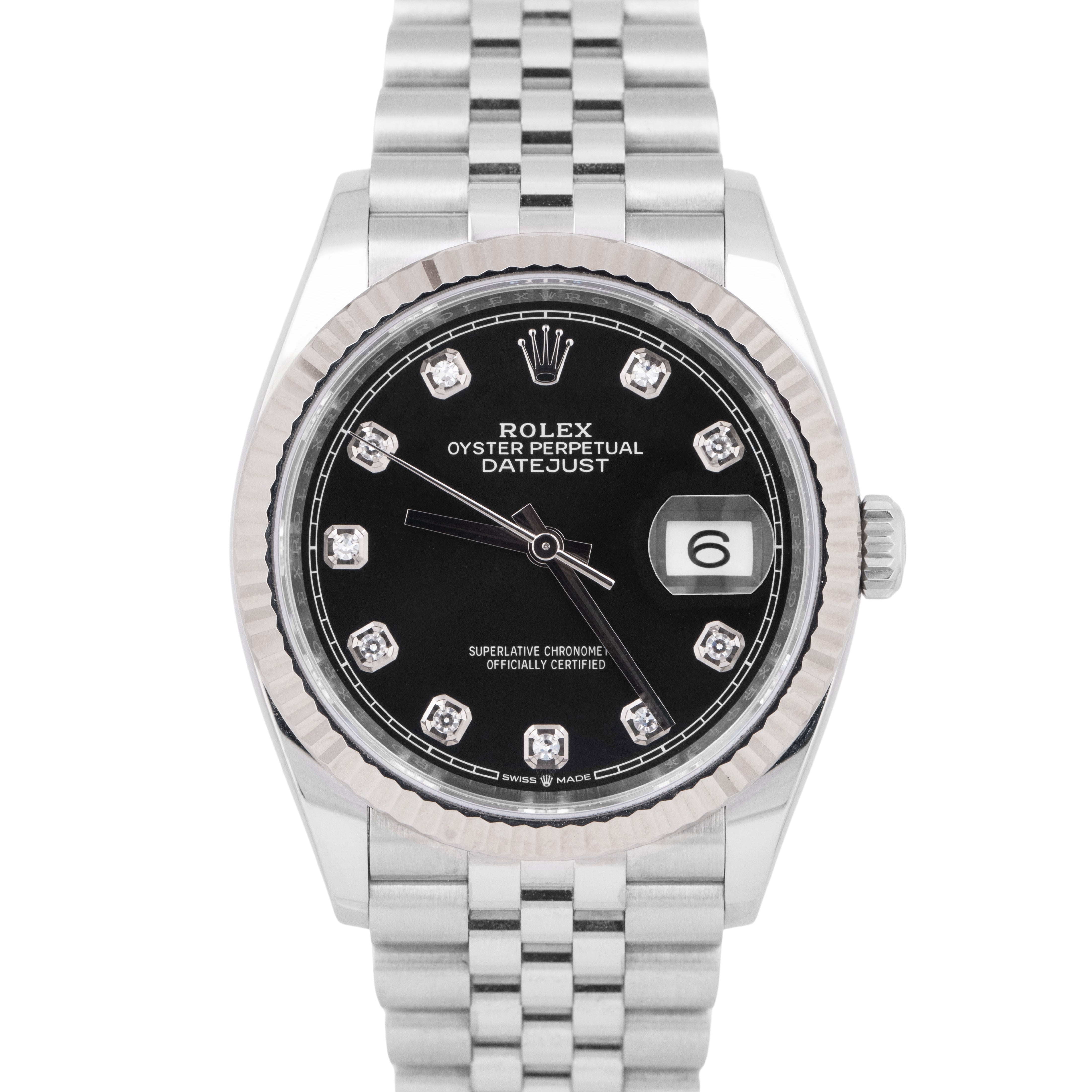 クロスブラックバード NEW 2025 PAPERS Rolex DateJust 36 Black DIAMOND Steel