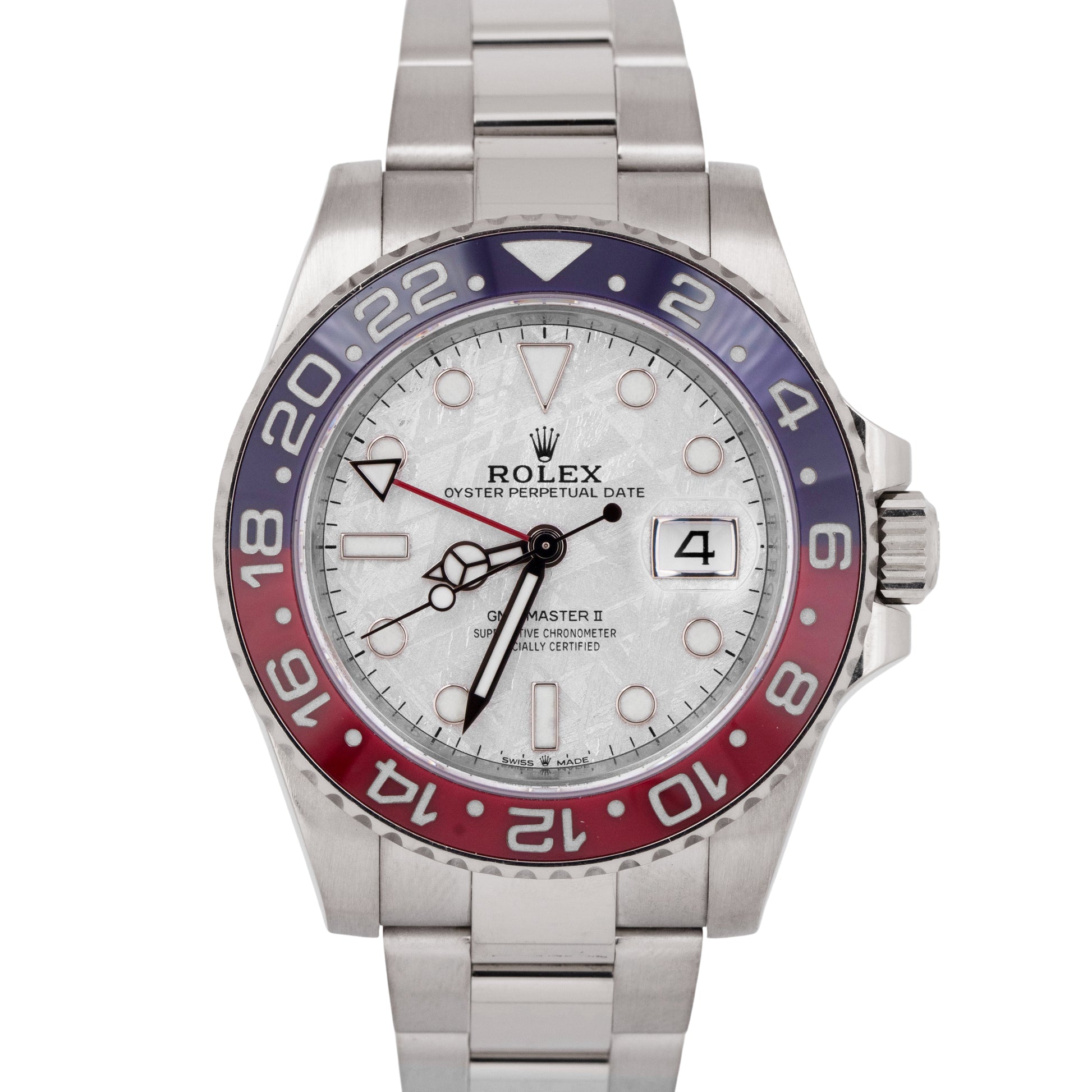 NEW Rolex GMT-Master II METEORITE PEPSI 18K White Gold Watch