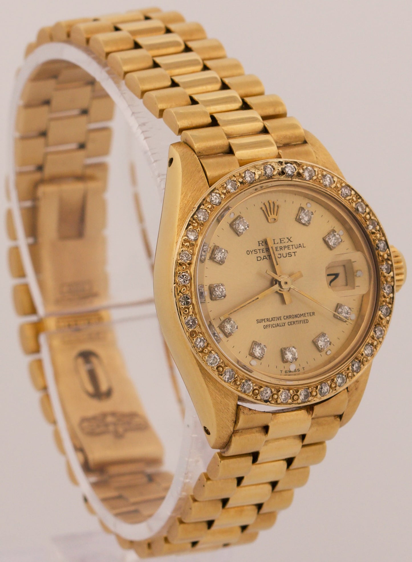 VINTAGE 1984 Ladies Rolex DateJust PRESIDENT 26mm CHAMPAGNE DIAMOND 18K 6917