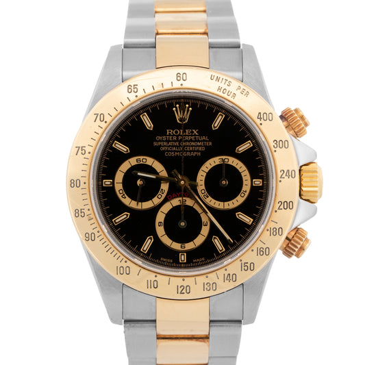 2000 Rolex Daytona Cosmograph 16523 Black Two-Tone 40mm Watch Box Papers
