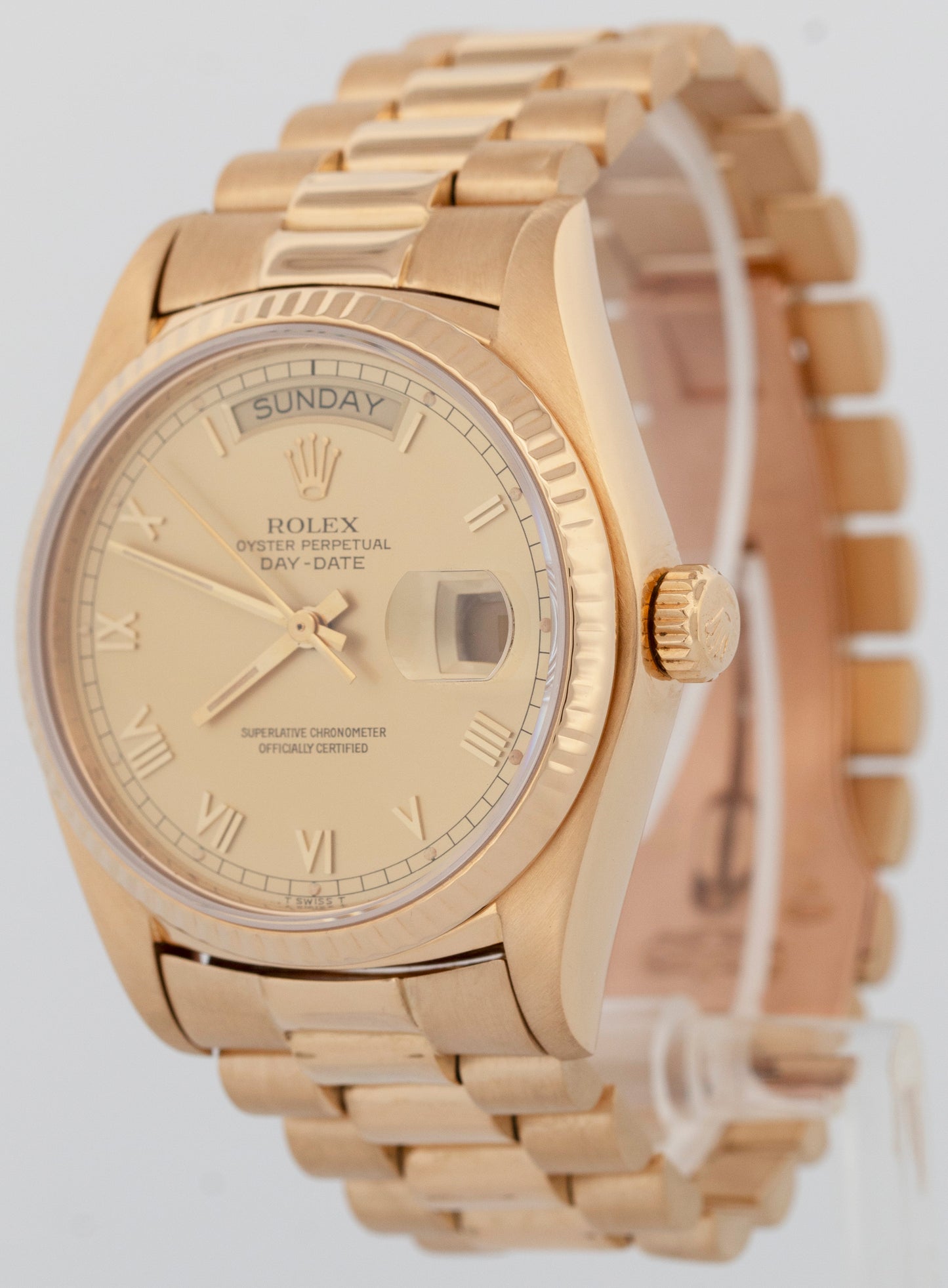 Rolex Day-Date President Champagne Roman 36mm 18K Yellow Gold Watch 18038