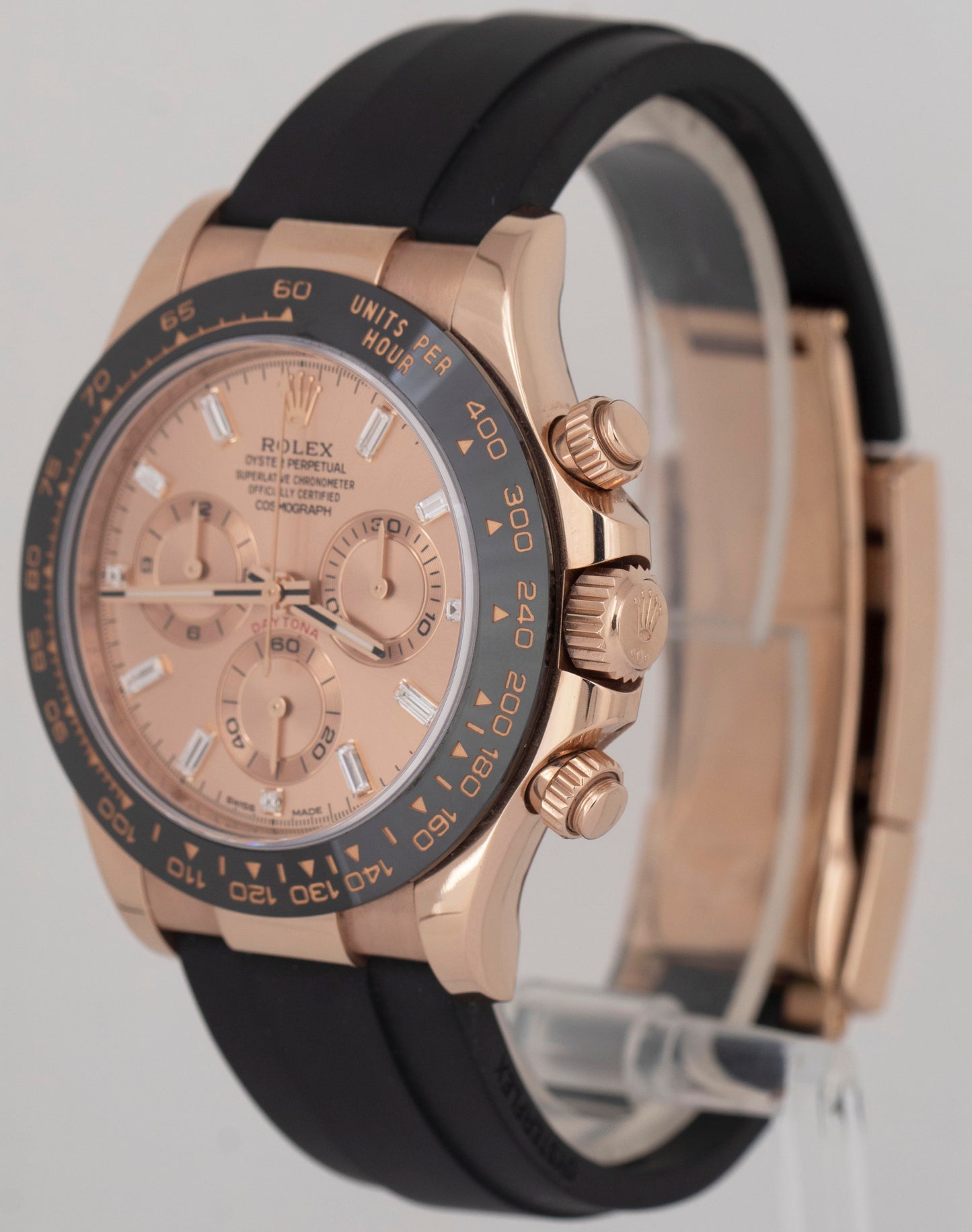 2023 Rolex Daytona Rose Gold DIAMOND Pink Sundust Oysterflex Watch 116515 BOX