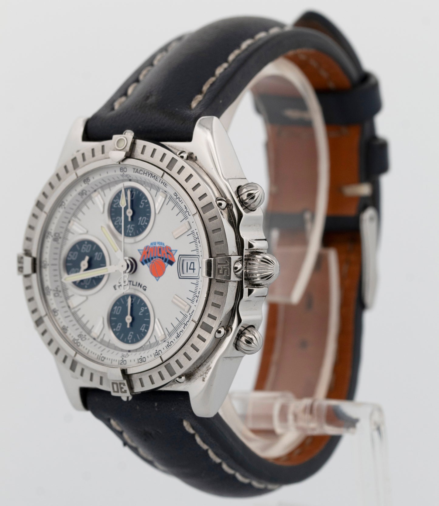 Breitling Chronomat NEW YORK KNICKS Blue Stainless Steel 39mm B13352 Watch BOX