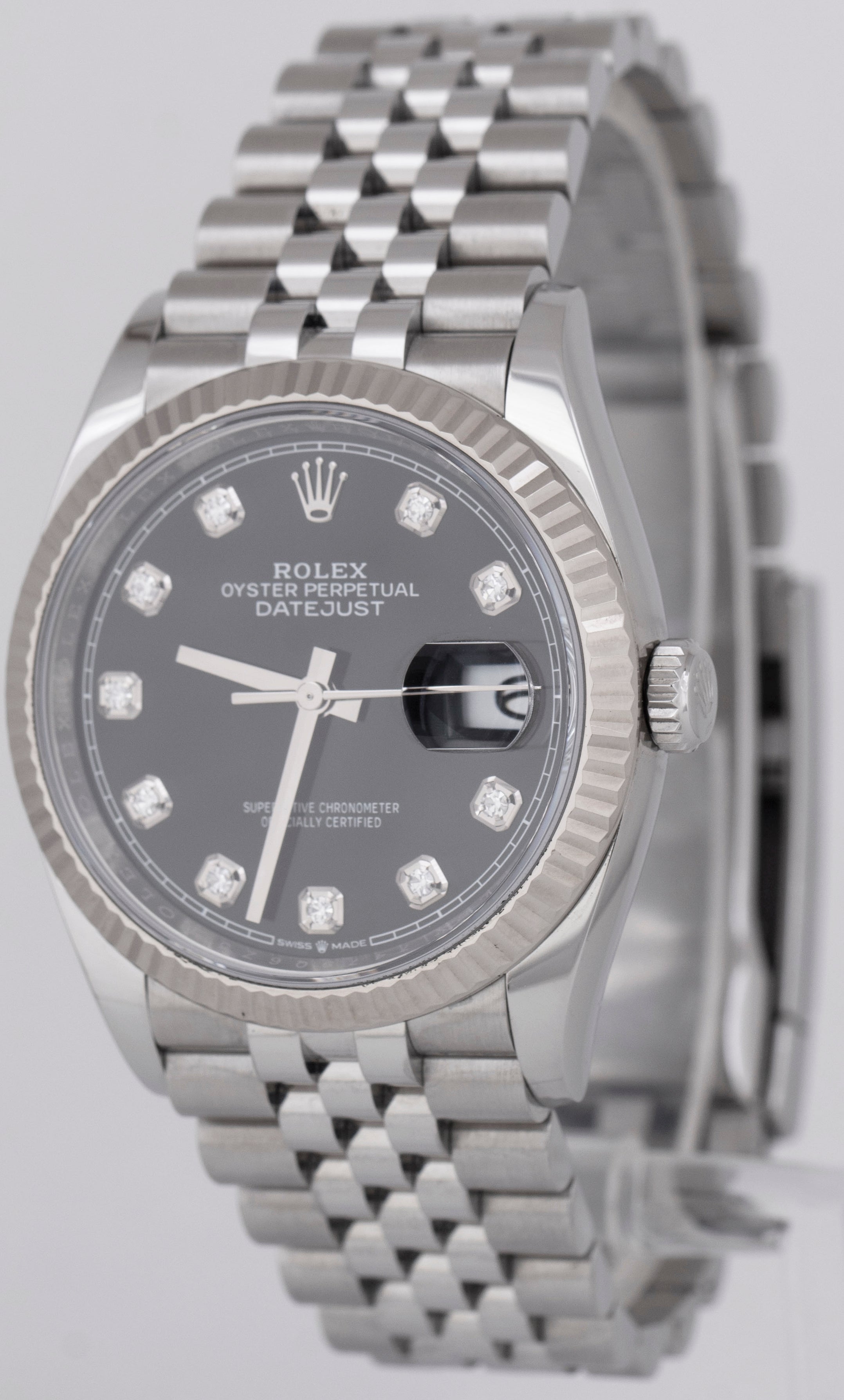 NEW 2025 PAPERS Rolex DateJust 36 Black DIAMOND Steel