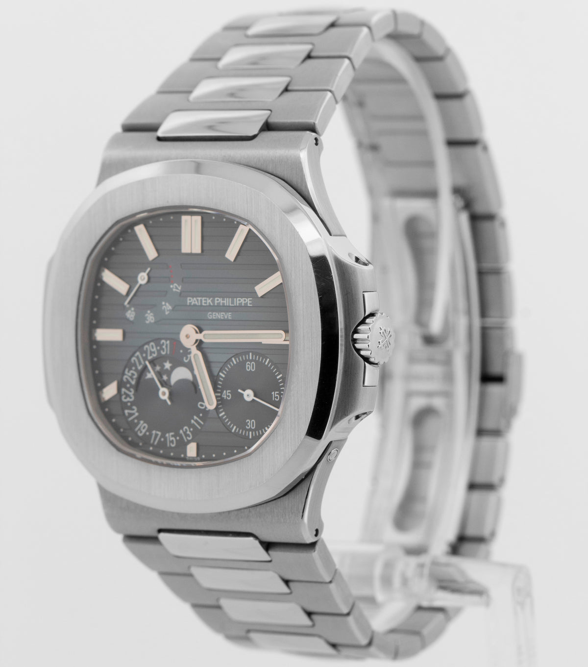 2018 Patek Philippe Nautilus Moonphase 5712/1A-001 Black Steel 40.5mm Box Papers