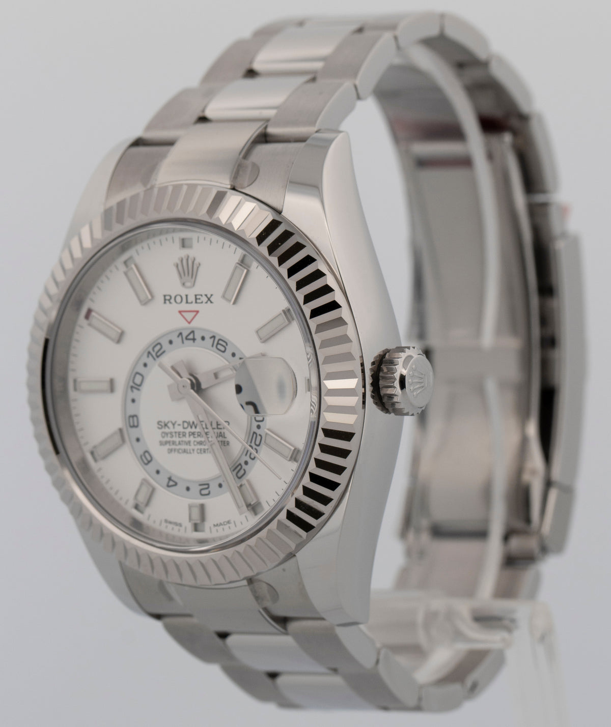 New Stickered 2019 Rolex Sky-Dweller 326934 White Steel 42mm Watch Box Papers