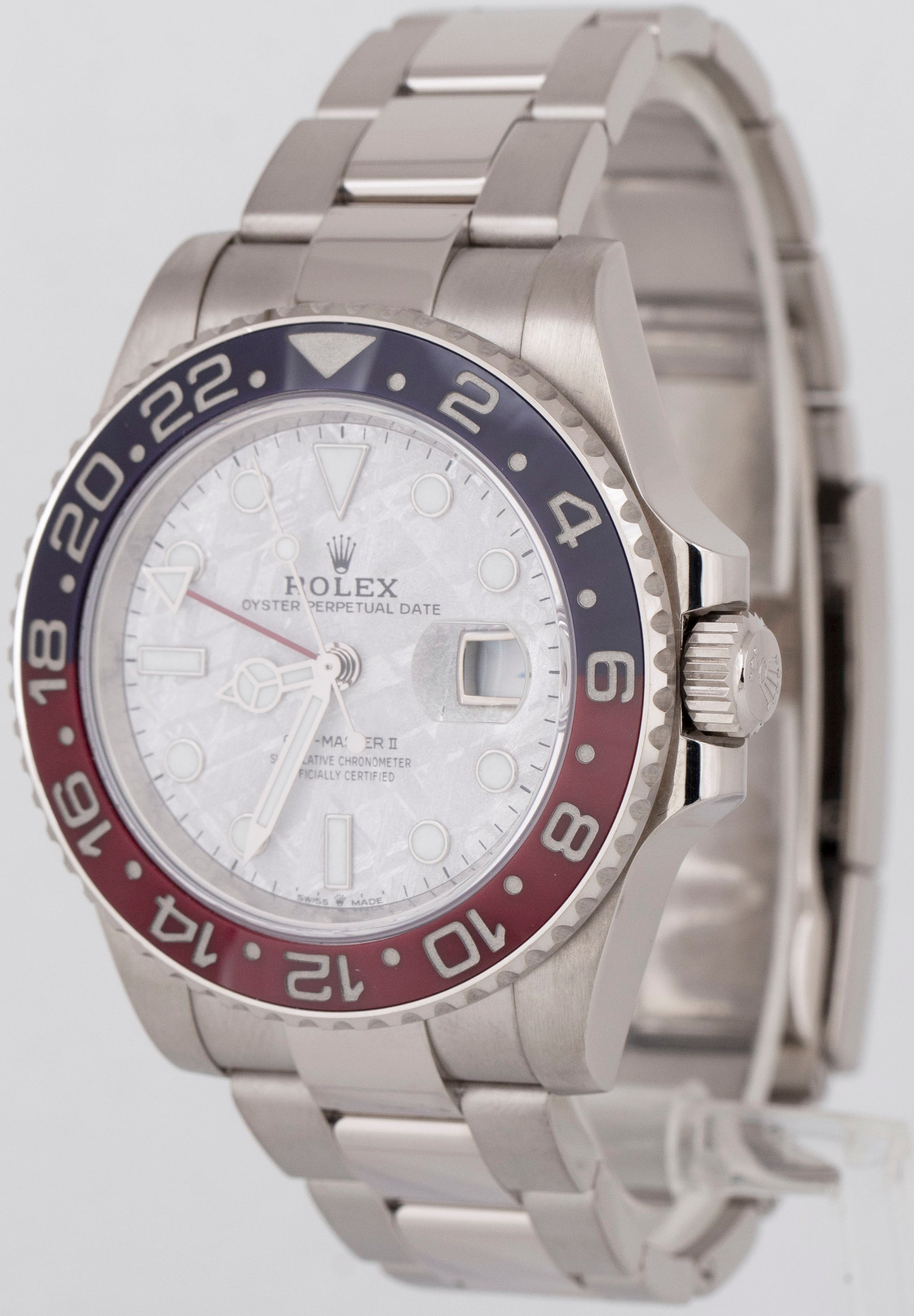 NEW Rolex GMT-Master II METEORITE PEPSI 18K White Gold Watch