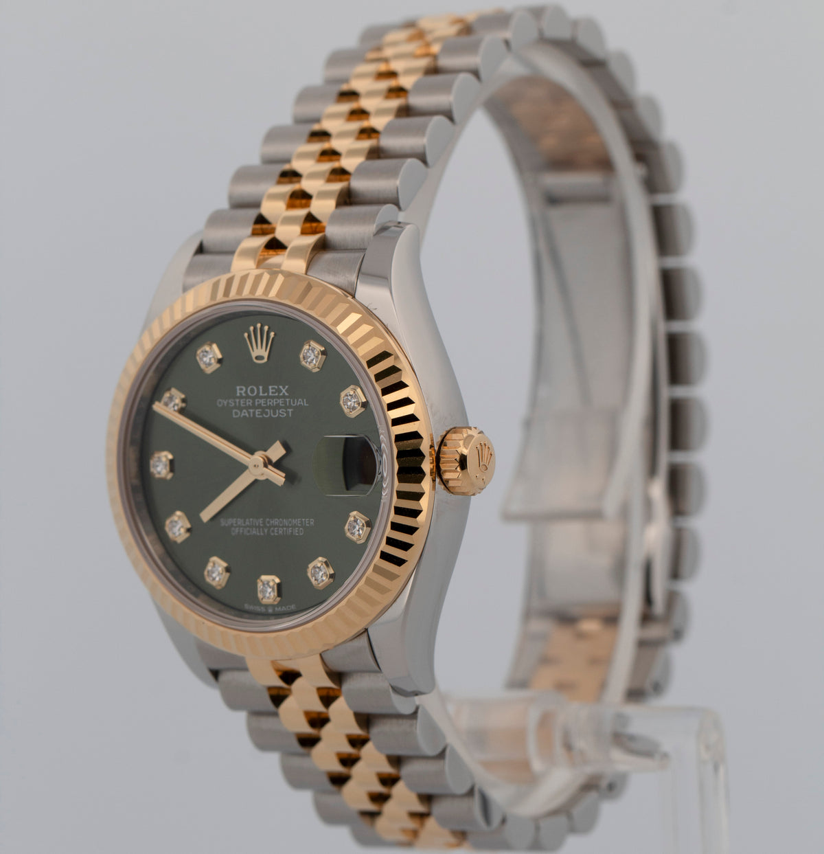 2025 Rolex DateJust 278273 Green Diamond Two-Tone Yellow Gold 31mm Box Papers