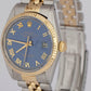 Rolex DateJust 36mm BLUE 18K Yellow Gold Two-Tone Stainless Steel Watch 16013