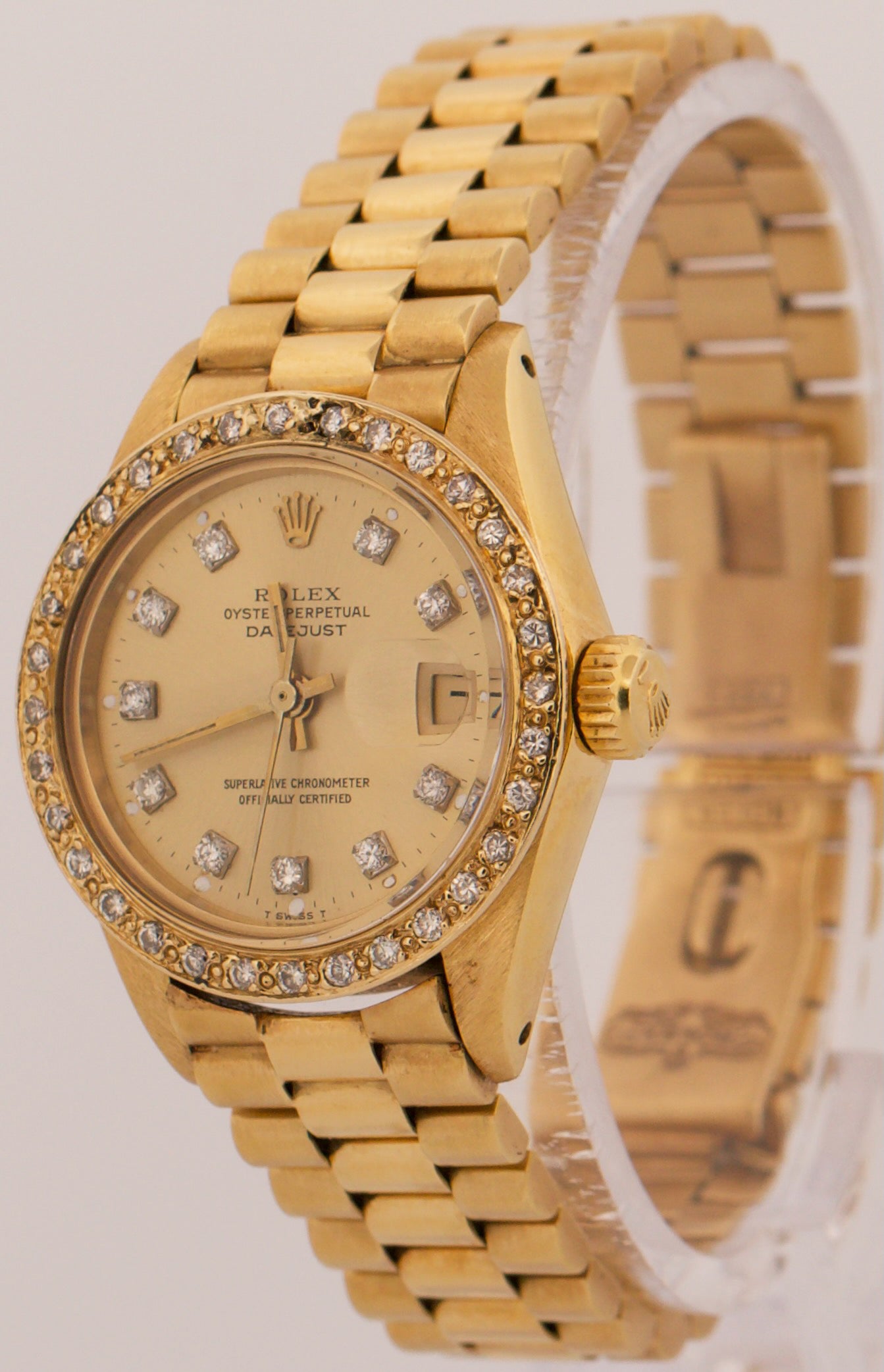 VINTAGE 1984 Ladies Rolex DateJust PRESIDENT 26mm CHAMPAGNE DIAMOND 18K 6917