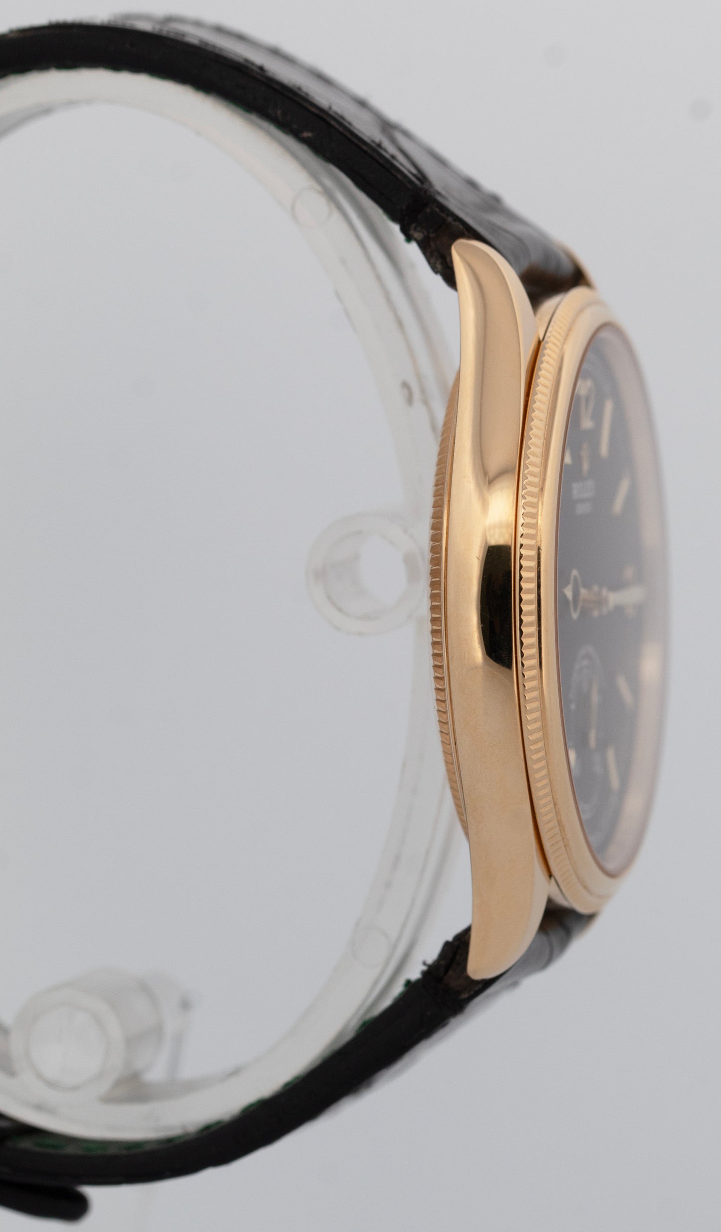 PAPERS Rolex 1908 Black 18K Yellow Gold Leather Strap 39mm 52508 Watch BOX