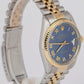 Rolex DateJust 36mm BLUE 18K Yellow Gold Two-Tone Stainless Steel Watch 16013